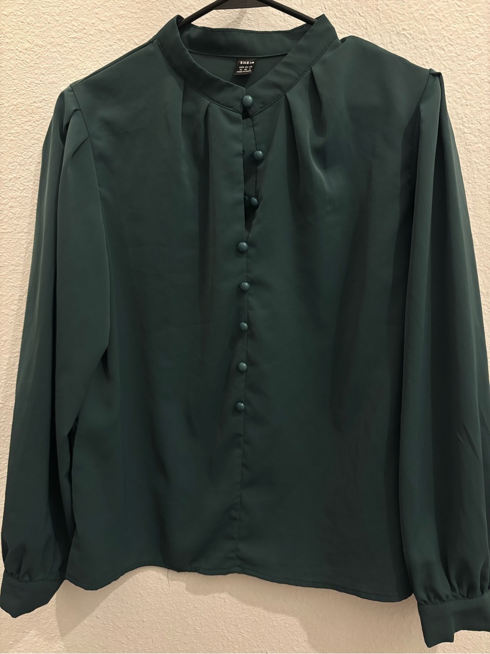 SHEIN Dark Green Button-Front Dress Shirt